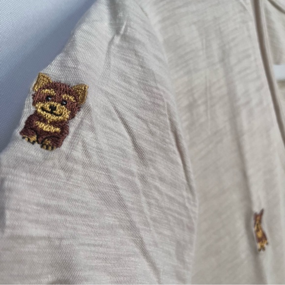 NWT Anthropologie The Lars Classic V-Neck Tee by T.La Embroidered Puppies L - Picture 11 of 11